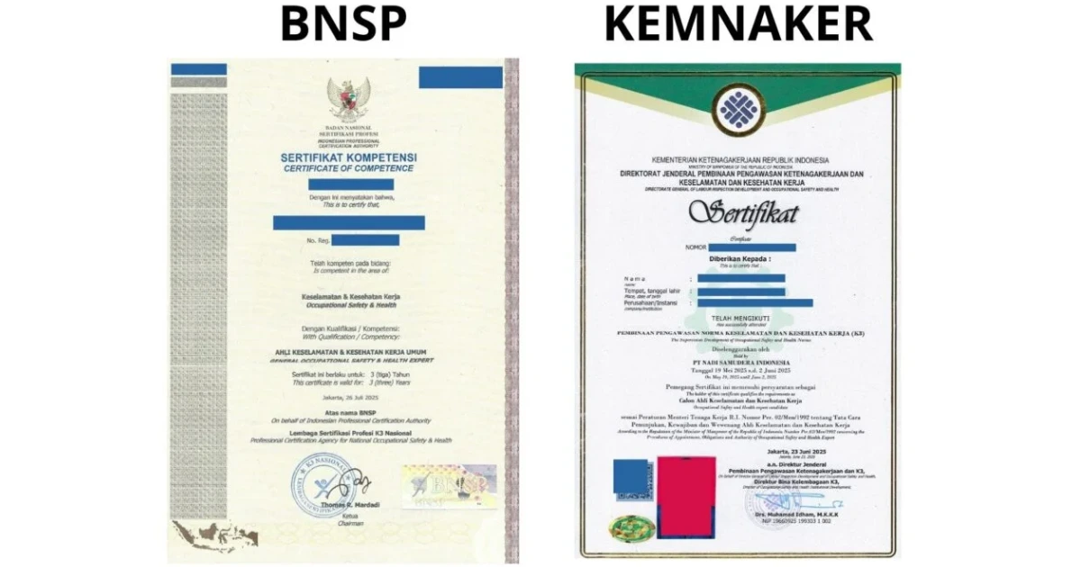 Mengenal Pelatihan Sertifikasi Ahli K3 Umum Kemnaker & BNSP - Perbedaan Sertifikasi Ahli K3 Umum Kemnaker dan BNSP