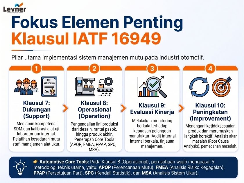 Tabel audit klausul IATF 16949 sistem manajemen mutu otomotif